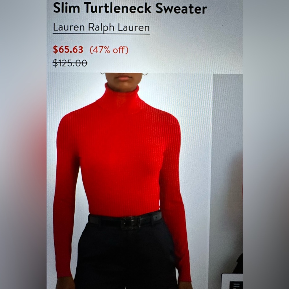 Lauren Ralph Lauren Silk Blend Turtleneck Red Size XL NWT